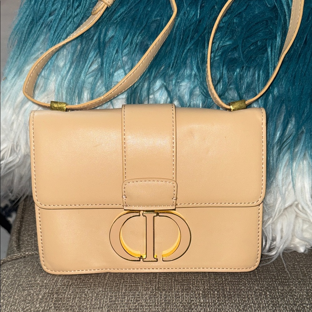 Chic Beige Crossbody Bag with Gold Accents